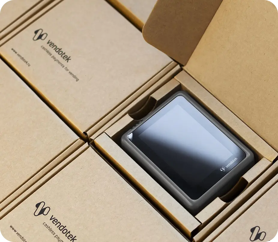 Vendotek POS device in packaging